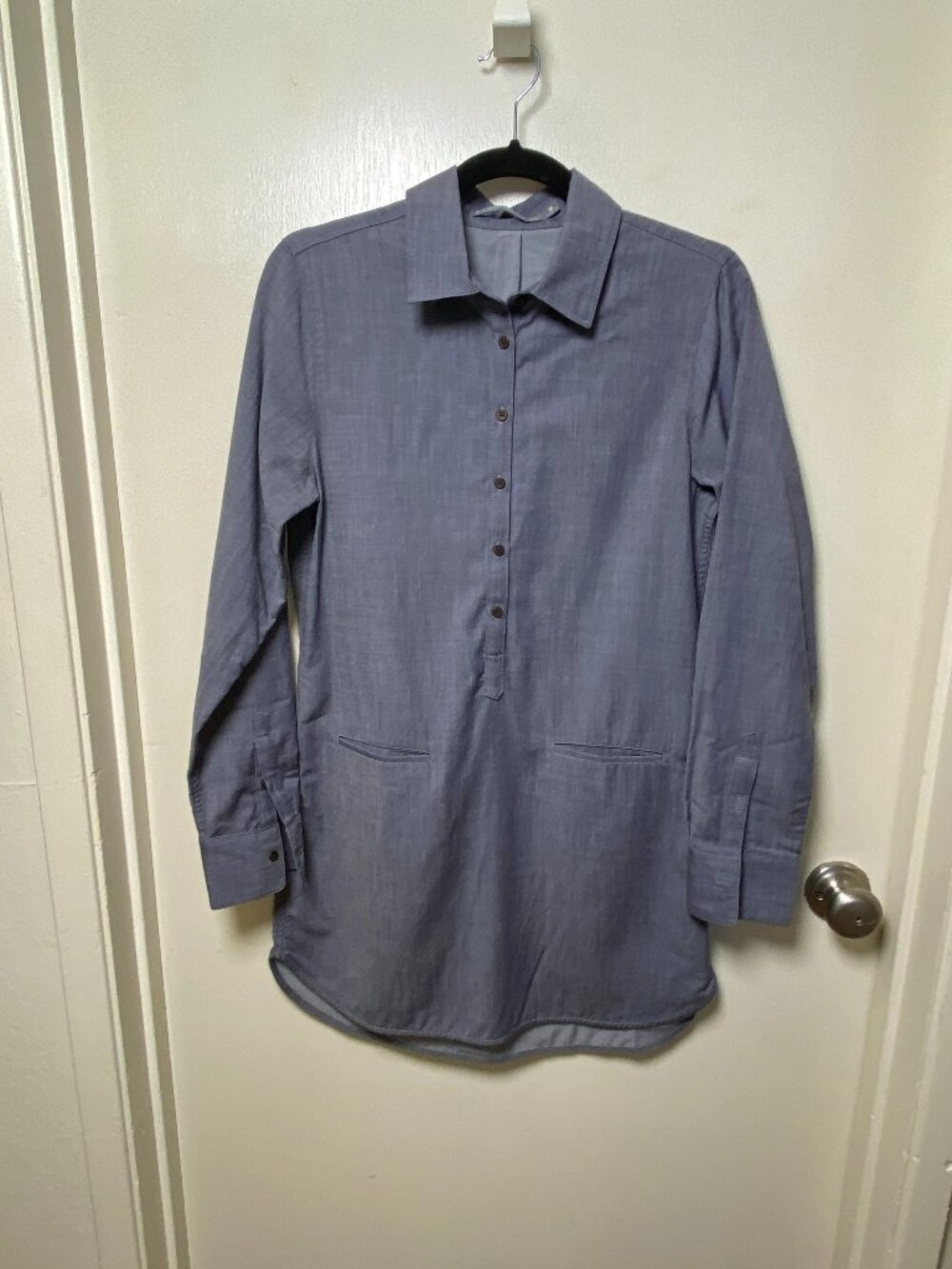 Icebreaker Merino Wool Women's Long Sleeve Tunic Shirt Blue Gray Size Small